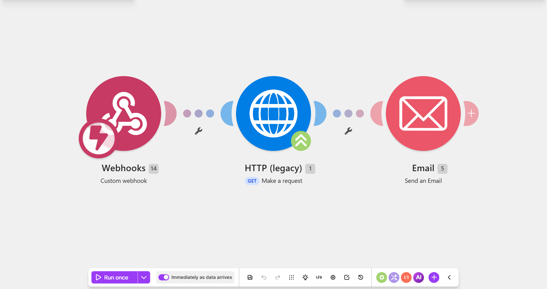 The instant Calendly booking confirmation Make.com scenario: custom webhook, invitee lookup, branded email